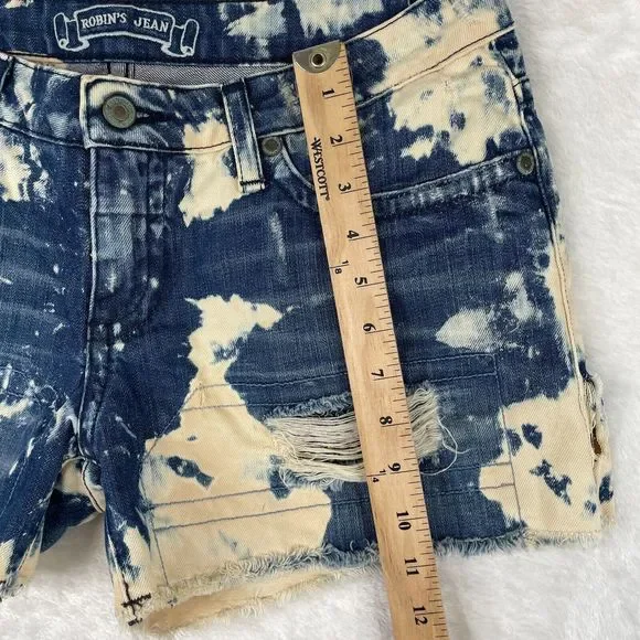 Robins Jean Shorts Womens Size 30 Blue Distressed Gypsy Jeweled Raw Hem Cut Off - Picture 6 of 15